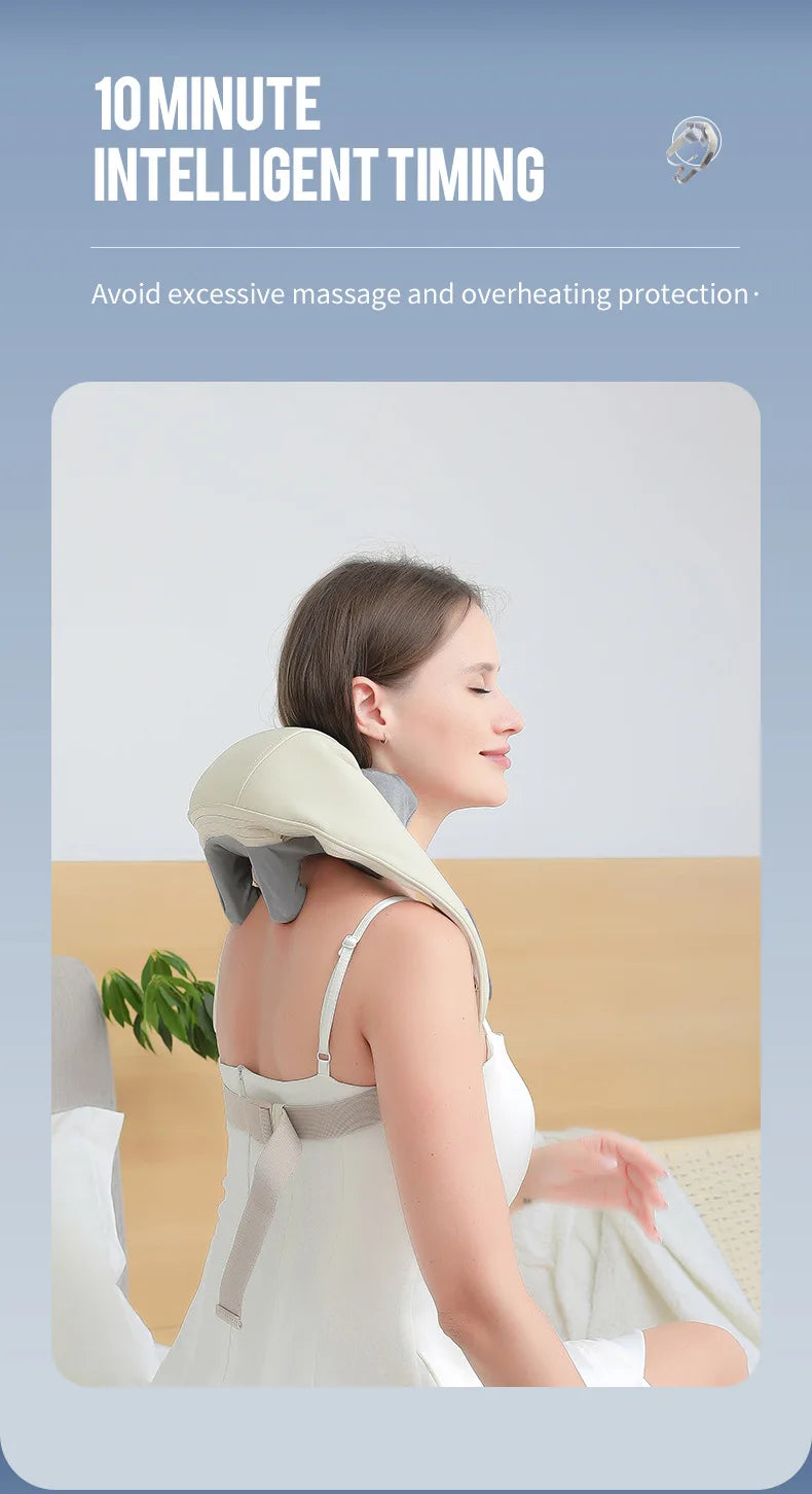 Foreverlily Wireless Neck And Back Massager Neck And Shoulder Kneading Massage Shawl Neck Cervical Relaxing Trapezius Massager SuperFye GRAY SuperFye