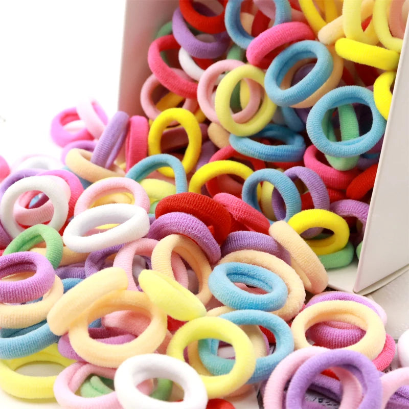 100/200PCS Women Girls Colorful Nylon Elastic Hair Bands Ponytail Hold Small Hair Tie Rubber Bands Scrunchie Hair Accessories SuperFye Colors 1 / 100pcs SuperFye