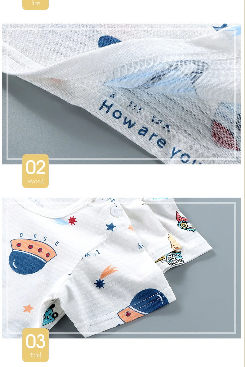 Children's Clothing Summer Short Sleeve Home Sleepwear Children Sets Kids Clothes Boy Girl T-shirt shorts Cotton Suit Baby SuperFye Style 8 / 12M SuperFye