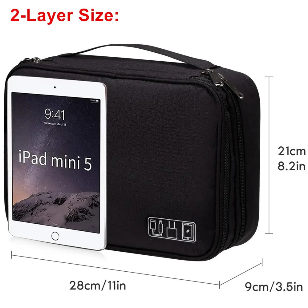 Cable Storage Bag Waterproof Digital Electronic Organizer Portable USB Data Line Charger Plug Storage Bag Travel Cable Organizer SuperFye BG11 Black SuperFye