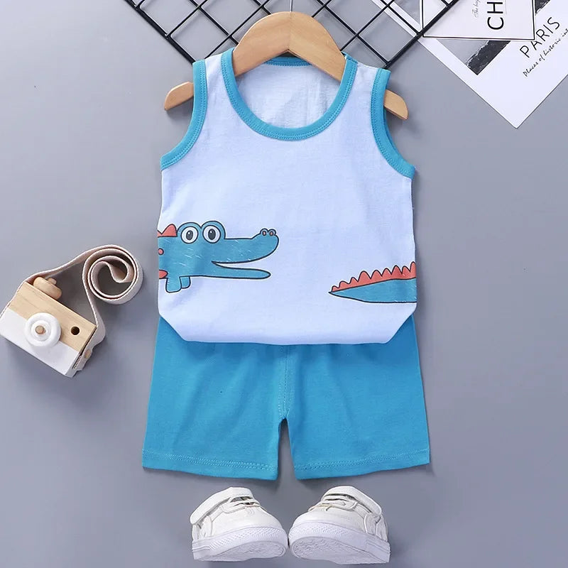 Children Sets Kids Clothes Boys Girls Vest Suit Summer Children's Clothing baby Cotton T-Shirts Shorts Tank Top Sleeveless SuperFye Style 2 / 8T SuperFye