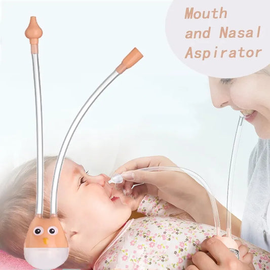 Baby Nasal Aspirator Mouth Suction Type Nasal Absorption Cleaner for Infant Anti Reflux Silicone Booger Suction Pipe SuperFye Pink SuperFye