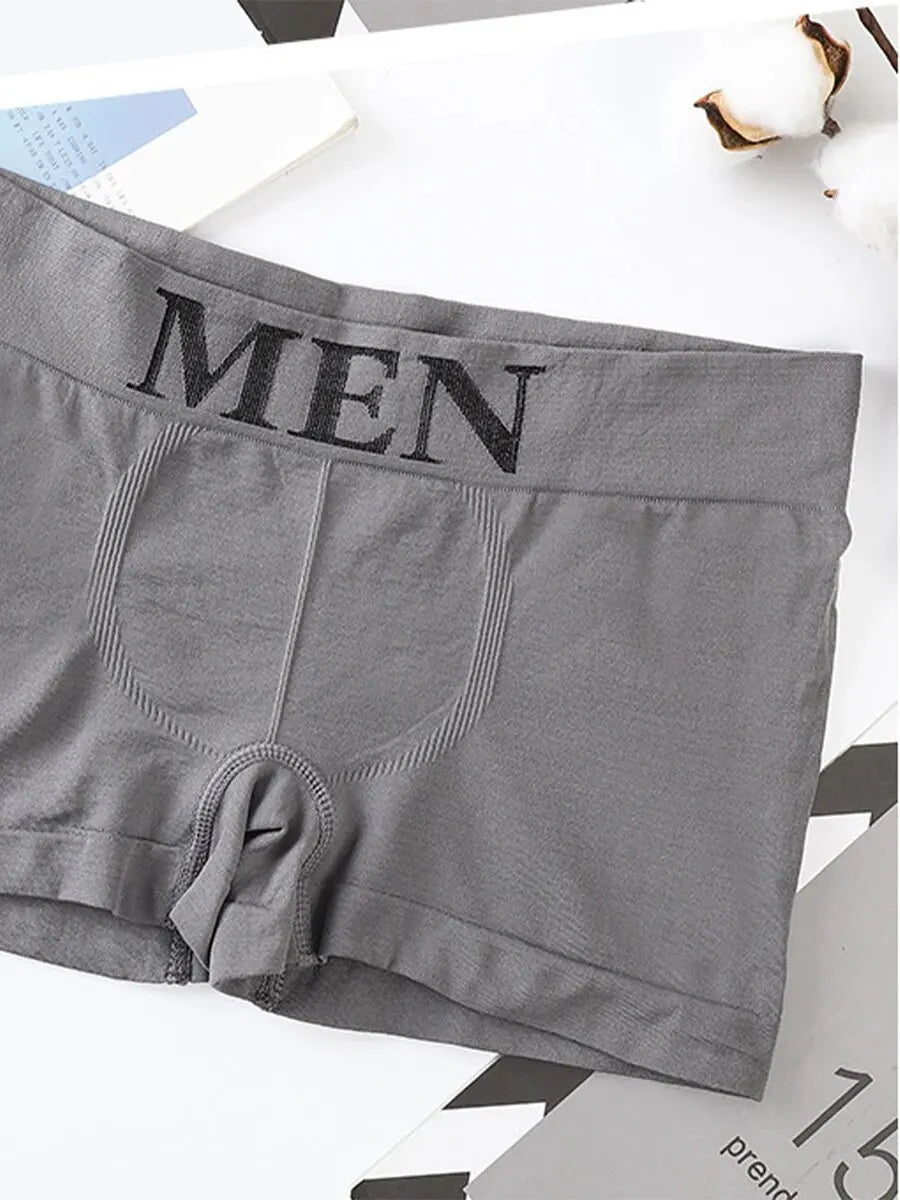 5 PCs Men's High Elastic Plain Color Comfortable Boxer Briefs Panties Breathable Pantyhose SuperFye 5 articles Gray / Single code / 5 pieces SuperFye