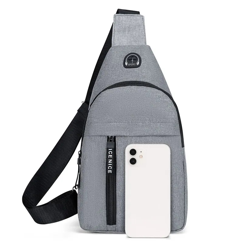 Chest Bag Fashion New Solid Color Men Chest Bag Outdoor Casual Fashion One Shoulder Crossbody Bag SuperFye grey SuperFye