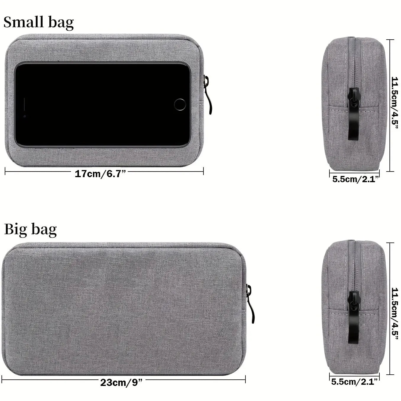 Storage Bag Cable Cord Organizer Travel Bag Small Electronics SD Card Power Bank Storage Bag SuperFye L size Gray SuperFye