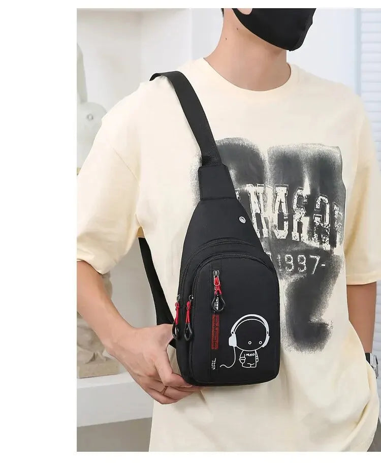 Men's Chest Bag 2024 New Casual Fashion Shoulder Bag Male Hand Crossbody Korean Cycling Backpack SuperFye Huise SuperFye