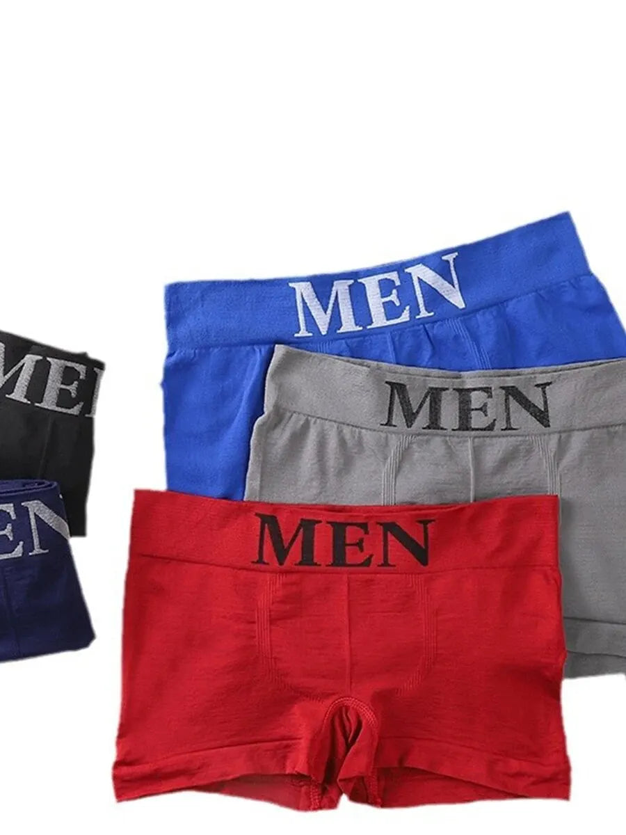 5 PCs Men's High Elastic Plain Color Comfortable Boxer Briefs Panties Breathable Pantyhose SuperFye 5 articles Blue / Single code / 5 pieces SuperFye