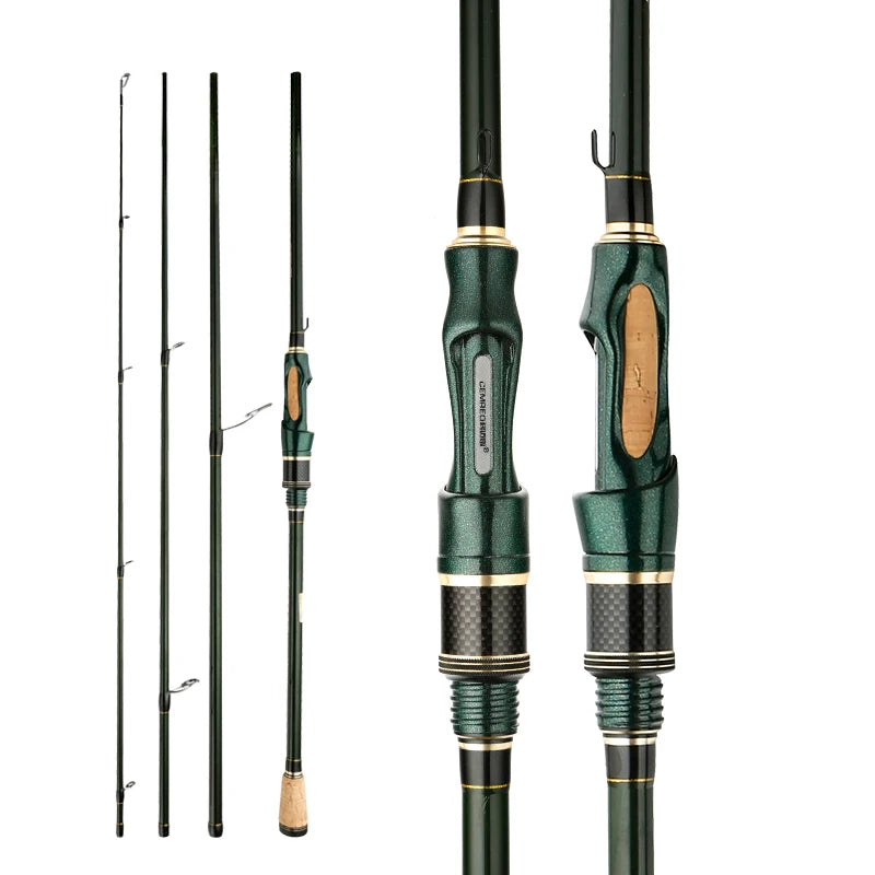 CEMREO Spinning Casting Carbon Fishing Rod 4-5 Sections 1.8m/2.1m/2.4m Portable Travel Rod Spinning Fishing Rods Fishing Tackle SuperFye Spinning / 2.1m SuperFye