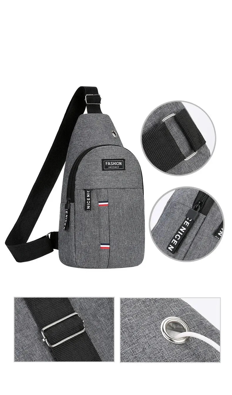 Chest Bag Men's One Shoulder Crossbody Bag Large Capacity Outdoor Sports And Leisure Fashion Small Shoulder Bag Large Capacit SuperFye Grey SuperFye