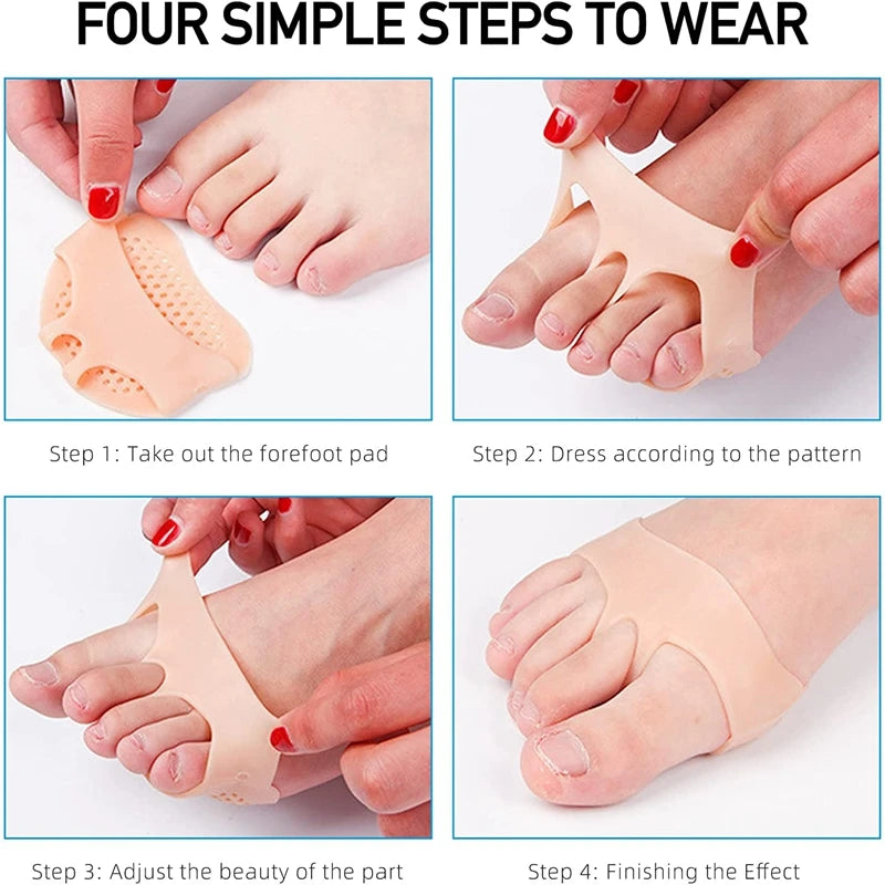 Silicone Forefoot Pad Metatarsal Pads for Women High Heels Half Insoles Foot Pain Relief Inserts Foot Blister Care Gel Cushions SuperFye WHITE / CHINA SuperFye