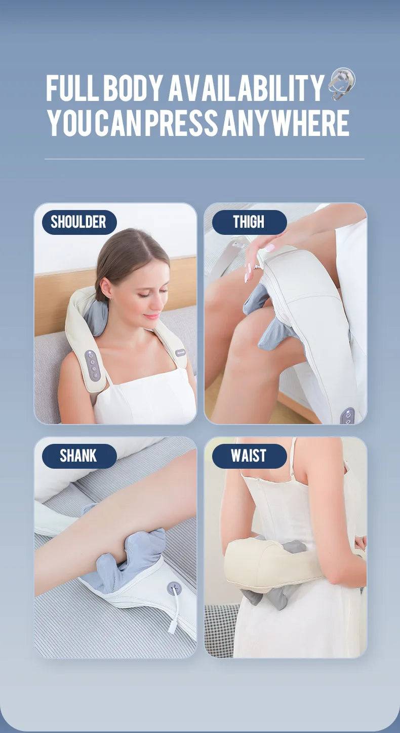 Foreverlily Wireless Neck And Back Massager Neck And Shoulder Kneading Massage Shawl Neck Cervical Relaxing Trapezius Massager SuperFye GRAY SuperFye