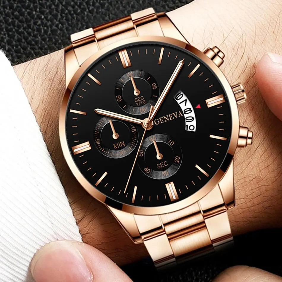 Fashion Men Stainless Steel Watch Luxury Calendar Quartz Wrist Watch Mens Business Watches for Man Clock Montre Homme SuperFye C SuperFye