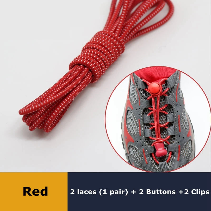 1Pair Shoelaces for Sneaker Elastic No Tie Shoe Laces Stretching Lock Lazy Laces Quick Rubber Shoelace Round Shoestrings SuperFye Red SuperFye