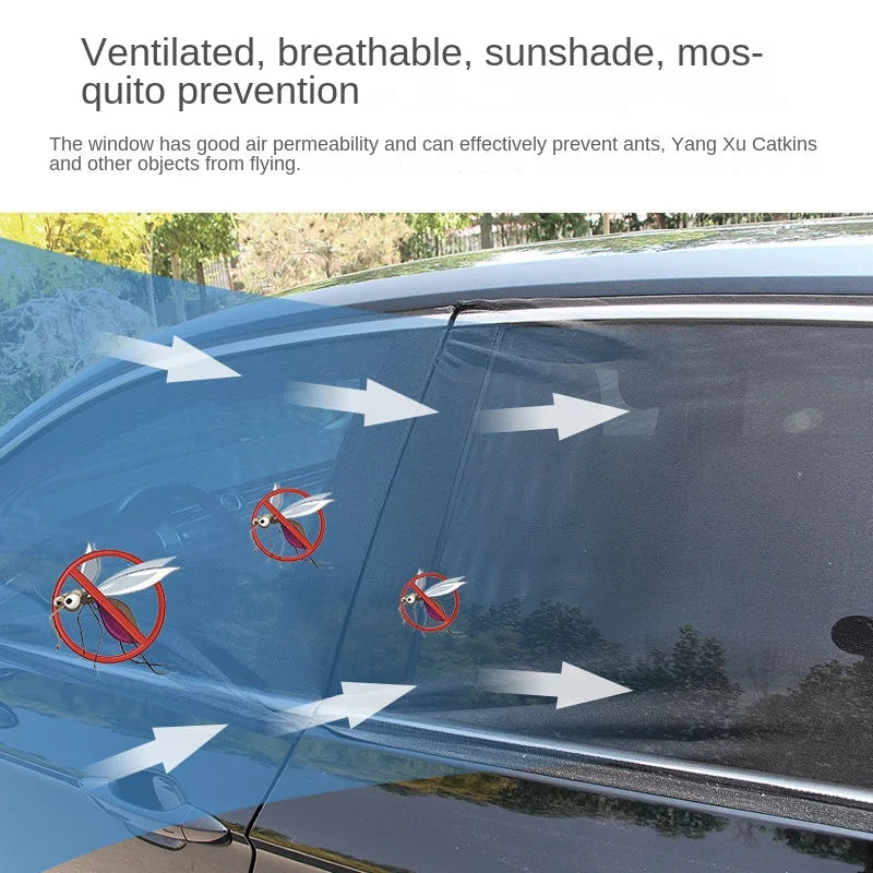 2pcs Car Rear Side Window Sunshade UV Protect Shield Mesh Prevent Mosquito Sunshine Privacy Protection Foldable Curtain SuperFye car front window 2pc SuperFye