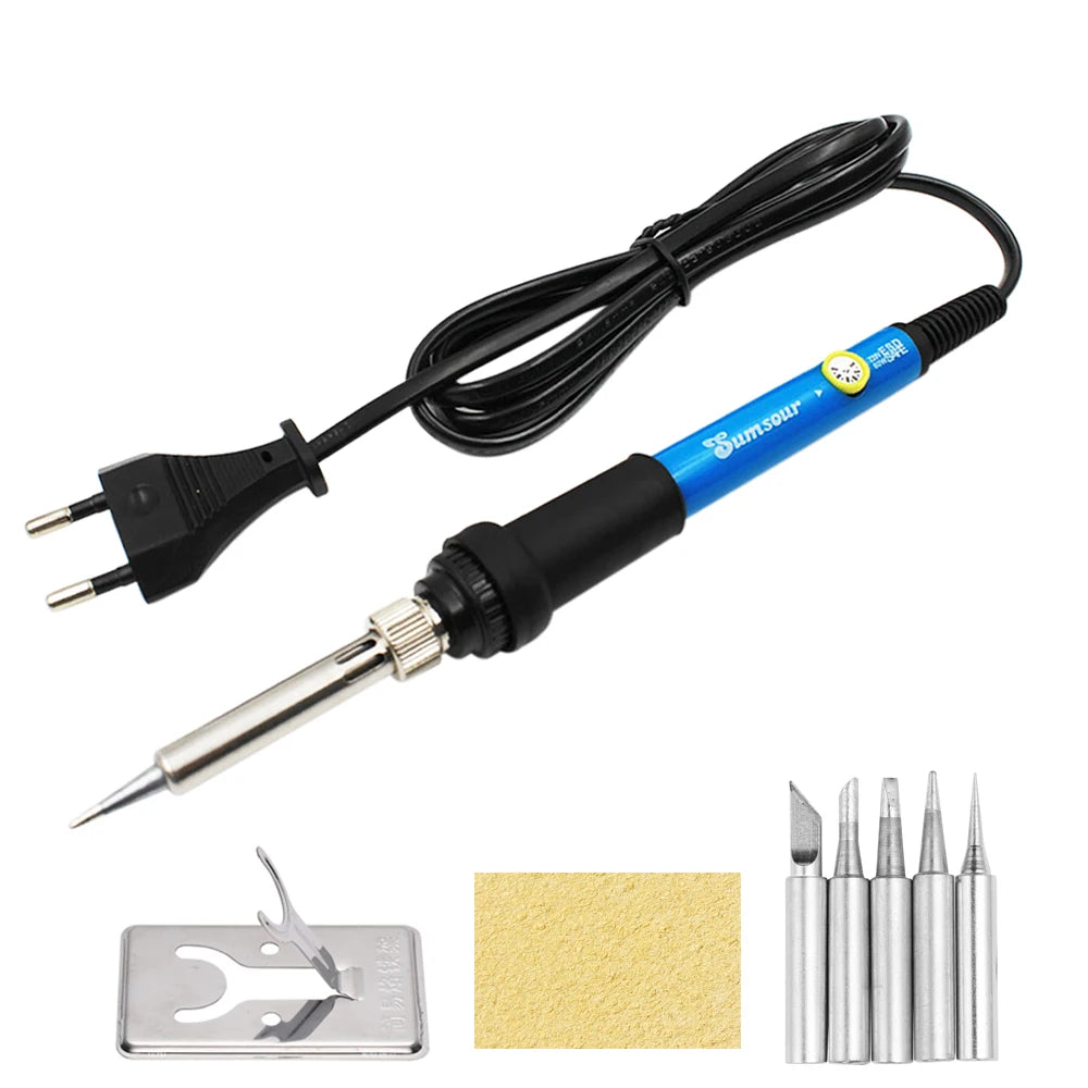 60W/80W Electric Soldering Iron Adjustable Temperature Digital Display Electronic Welding Repair Tools With Solder Tin Iron Tips SuperFye 60W Set-2 / 220V EU Plug SuperFye