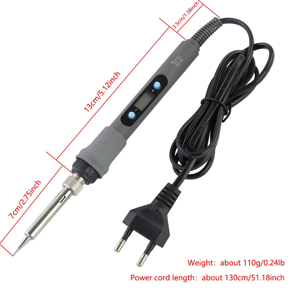 60W/80W Electric Soldering Iron Adjustable Temperature Digital Display Electronic Welding Repair Tools With Solder Tin Iron Tips SuperFye 80W Set-2 / 110V US Plug SuperFye