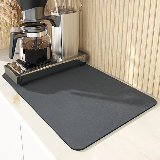 Super Absorbent Large Kitchen Absorbent Mat Antiskid Draining Coffee Dish Drying Mat Quick Dry Bathroom Drain Pad Tableware Mat SuperFye black-2PCS / 20X30CM SuperFye