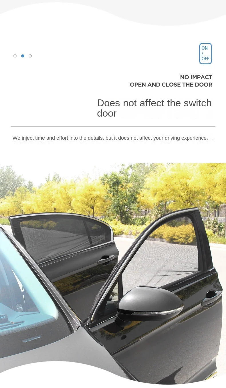 2pcs Car Rear Side Window Sunshade UV Protect Shield Mesh Prevent Mosquito Sunshine Privacy Protection Foldable Curtain SuperFye car front window 2pc SuperFye