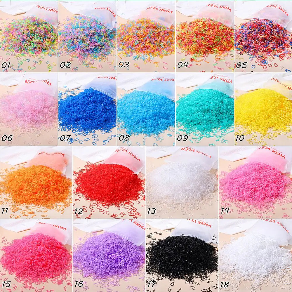 500/1000/2000pcs Girls Colourful Disposable Rubber Band Hair Ties Headband Children Ponytail Holder Bands Kids Hair Accessories SuperFye 1 / 500pcs SuperFye