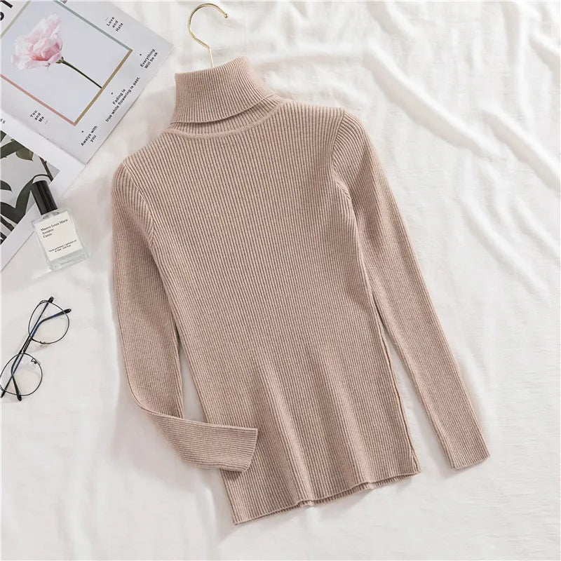 Heliar Women Fall Turtleneck Sweater Knitted Soft Pullovers Cashmere Jumpers Basic Soft Sweaters For Women 2024 Autumn Winter