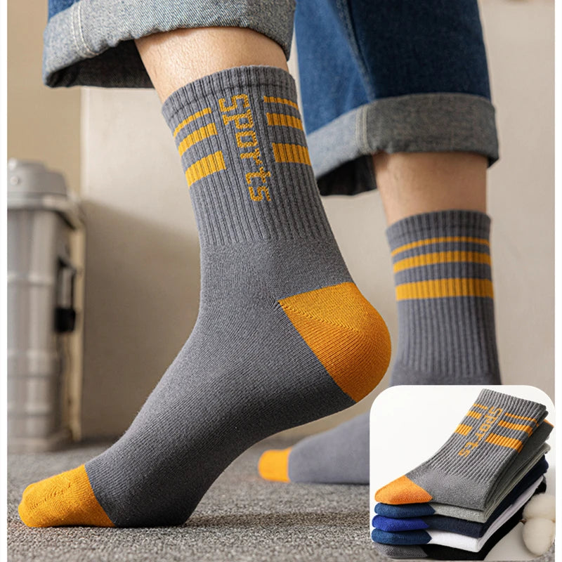 10 Pairs Breathable Cotton Sports Stockings Men Bamboo Fiber Autumn and Winter Men Socks Sweat Absorption Deodorant Business Sox SuperFye 5 pairs zt125-5 / Single code SuperFye