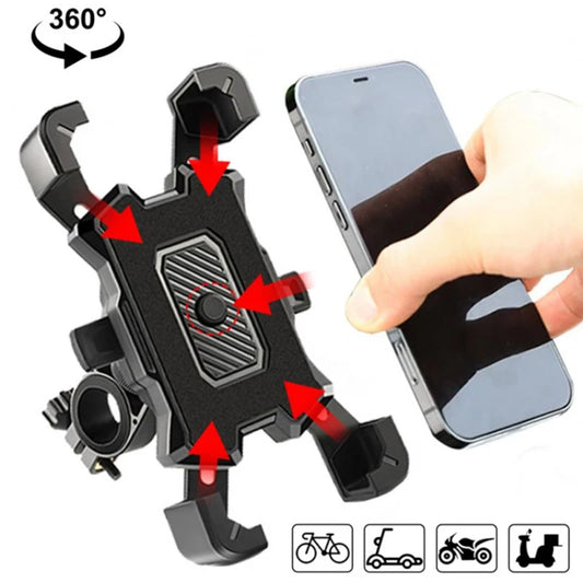 360° Rotatable Electric Bicycle Phone Holder for iPhone Xiaomi Riding MTB Bike Moto Motorcycle Stand Bracket Non-slip Cycling SuperFye Black SuperFye