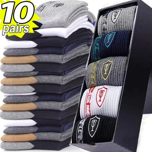 10 Pairs Breathable Cotton Sports Stockings Men Bamboo Fiber Autumn and Winter Men Socks Sweat Absorption Deodorant Business Sox SuperFye 5 pairs zt38-5 / Single code SuperFye