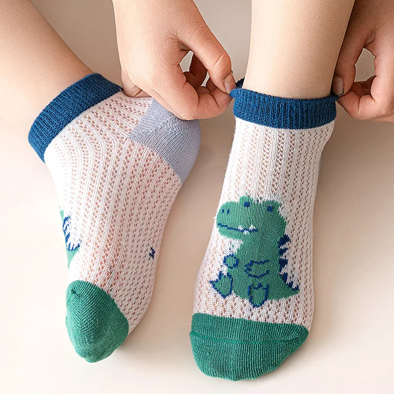 5 Pairs/Lot Children Socks Boy Girl Baby Fashion Cotton Solid Wild Soft Cozy Breathable For 1-12Y Summer Kids Casual Mesh Socks SuperFye F19902 / 9-12Years (XL) SuperFye