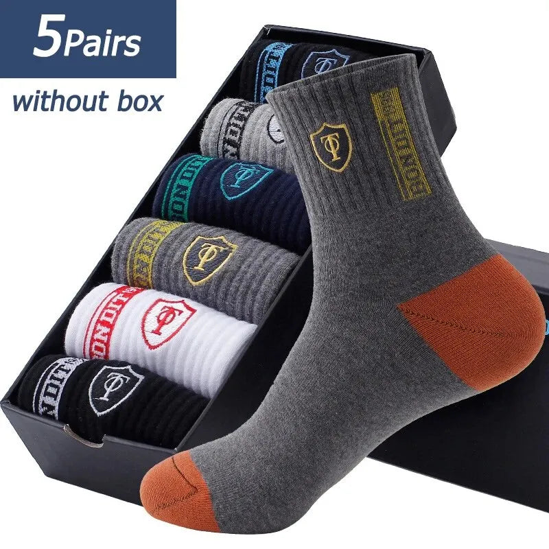 5 Pairs Apring And Fall Mens Sports Socks Summer Leisure Sweat Absorbent Comfortable Thin Breathable Basketball Meias