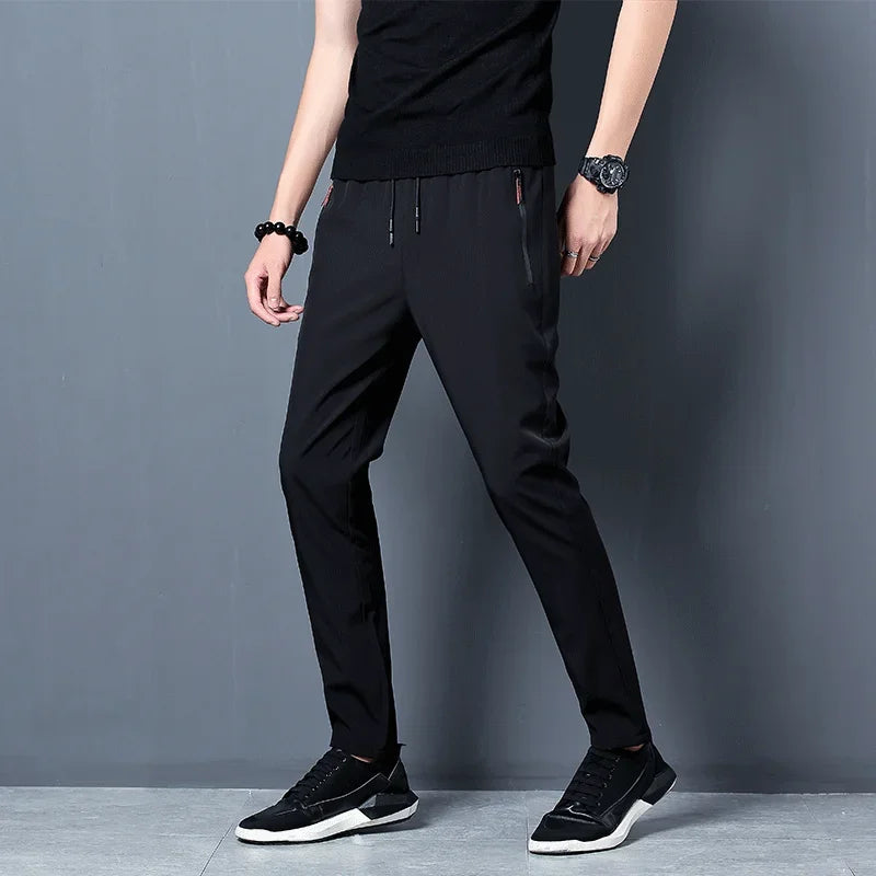 Men's Casual Pants Straight Slim Fit Elastic Waist Jogger Korean Classic Blue Black Gray Male Brand Trousers Plus Size 4XL 5XL SuperFye black / XL SuperFye