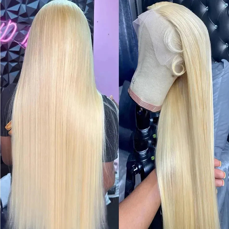 Blonde 613 13x6 Lace Frontal Wigs HD 613 Lace Front Human Hair Wigs For Women Pre pucked Straight Human Hair Wigs Can Be Dyed