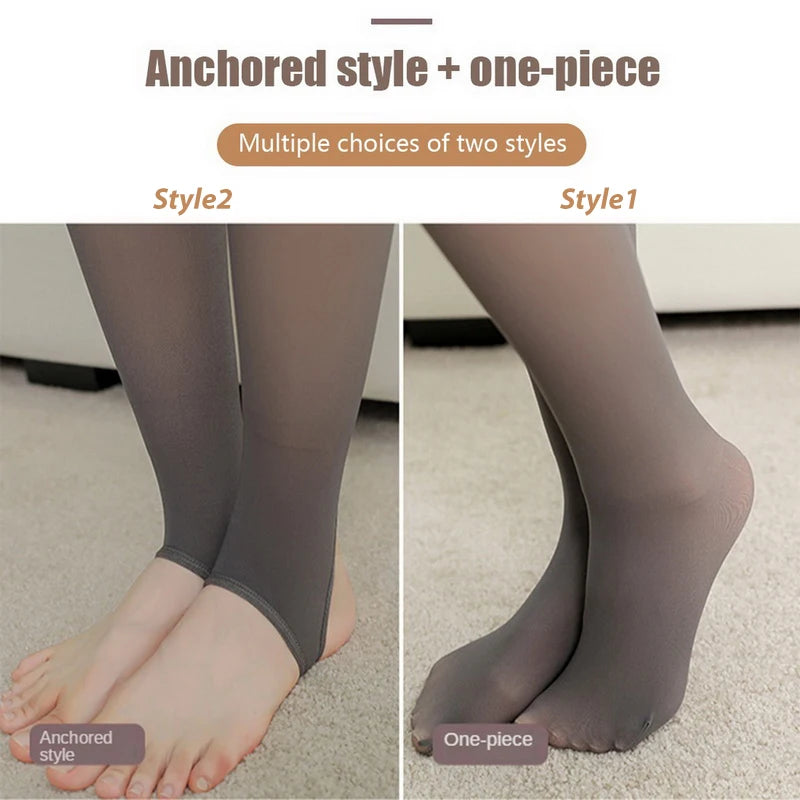 Woman Thermal Tights Sexy Translucent Fleece Leggings Pantyhose Slim Winter Warm Thick Velvet Stockings Female Streetwear Pants SuperFye Black Pantyhose-1 / Thick 220g SuperFye