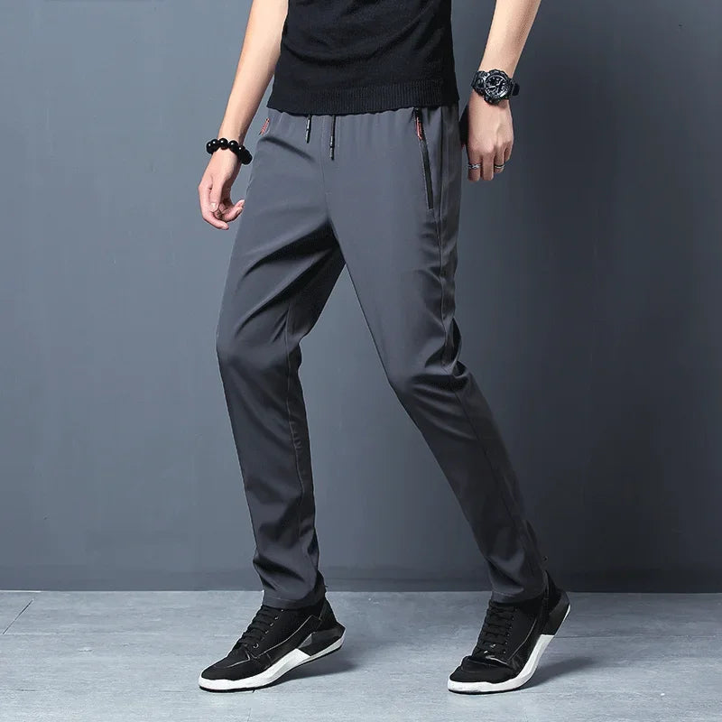 Men's Casual Pants Straight Slim Fit Elastic Waist Jogger Korean Classic Blue Black Gray Male Brand Trousers Plus Size 4XL 5XL SuperFye Dark Grey / 4XL SuperFye