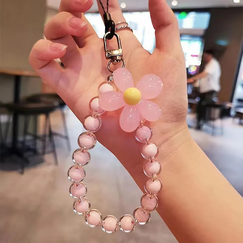 Phone Anti-lost Lanyard Key Short Wrist Pendant Colorful Macaron Round Bead Pendant Women's Hand-held Chain Mobile Phone Lanyard SuperFye 2 SuperFye