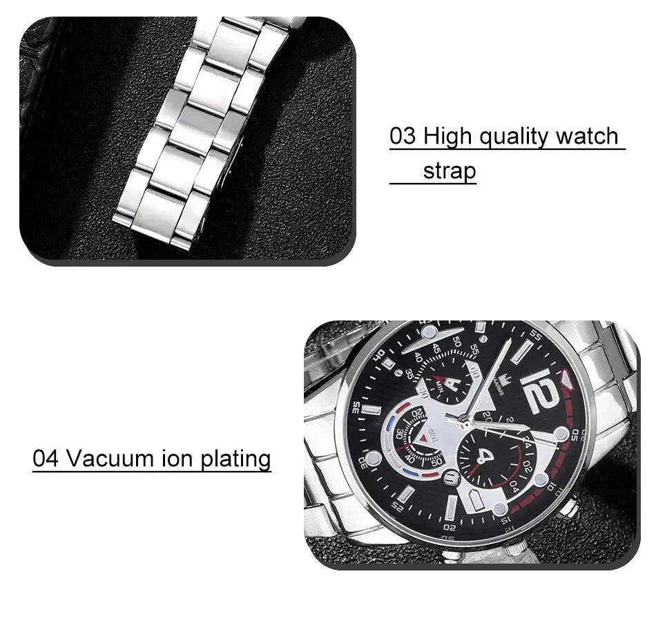 Luxury Brand Men Business Watch Stainless Steel Calendar Big Dial Watches for Men Fashion Sports Casual Quartz Wristwatch Clock SuperFye Silver SuperFye