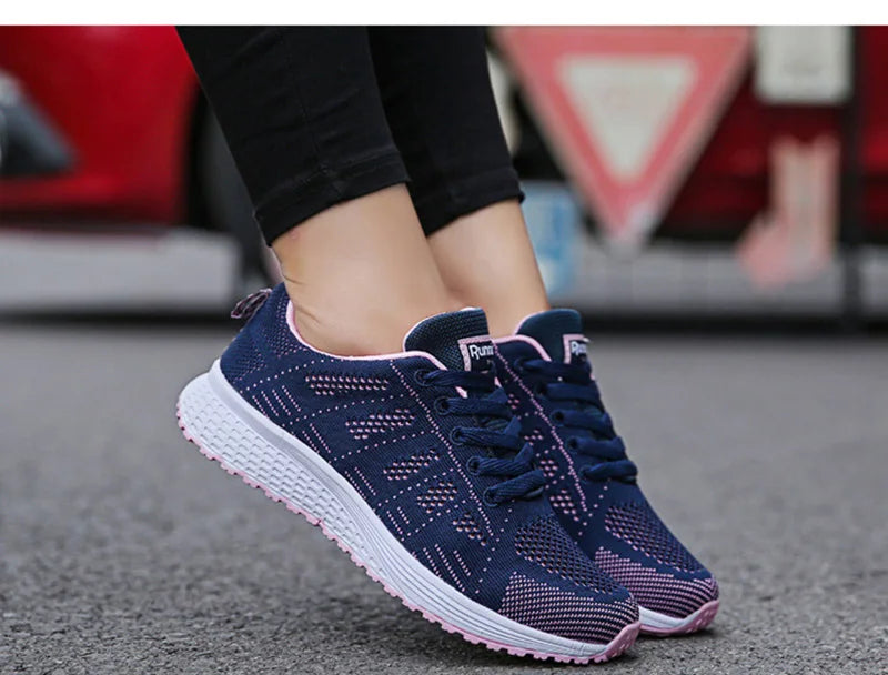 Women Casual Shoes Fashion Breathable Walking Mesh Flat Shoes Sneakers Women 2021 Gym Vulcanized Shoes White Female Footwear SuperFye A08Gray green / 42 SuperFye