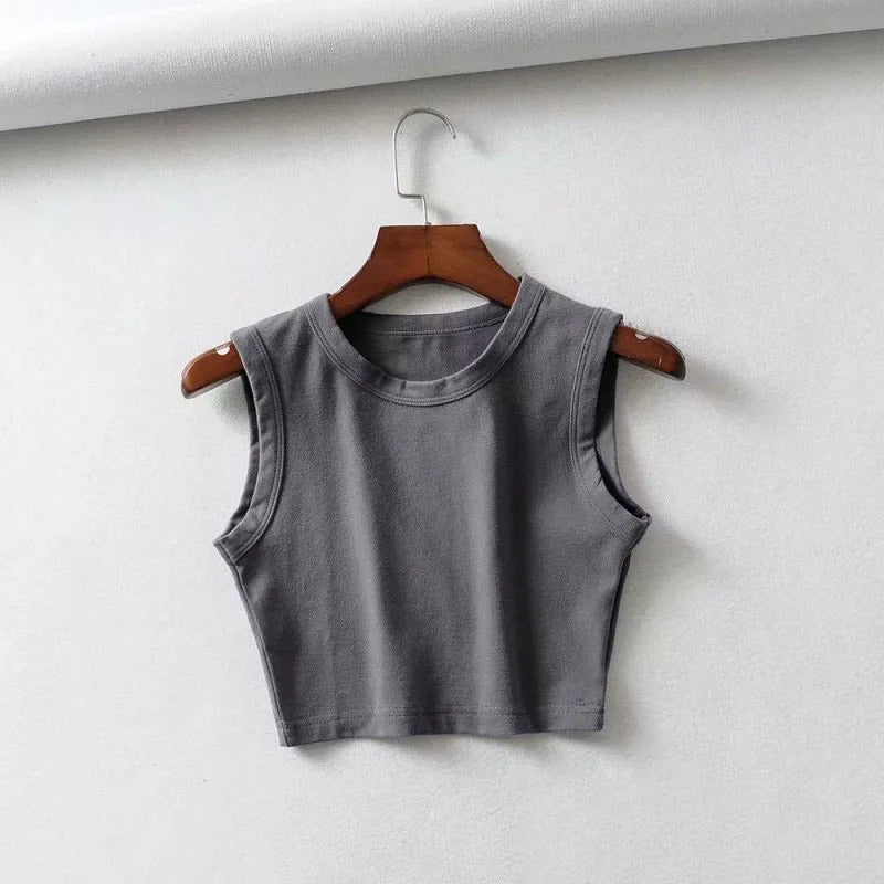 2024 Summer vintage white crop tops women biker black punk sexy tank top korean streetwear cropped sleeveless top feminino