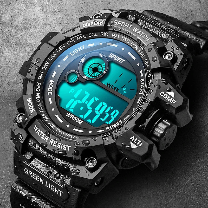 New Men LED Digital Watches Luminous Fashion Sport Waterproof Watches For Man Date Army Military Clock Relogio Masculino SuperFye black SuperFye