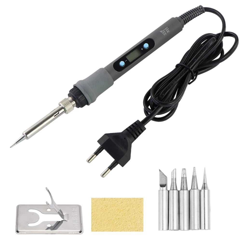 60W/80W Electric Soldering Iron Adjustable Temperature Digital Display Electronic Welding Repair Tools With Solder Tin Iron Tips SuperFye 80W Set-2 / 110V US Plug SuperFye