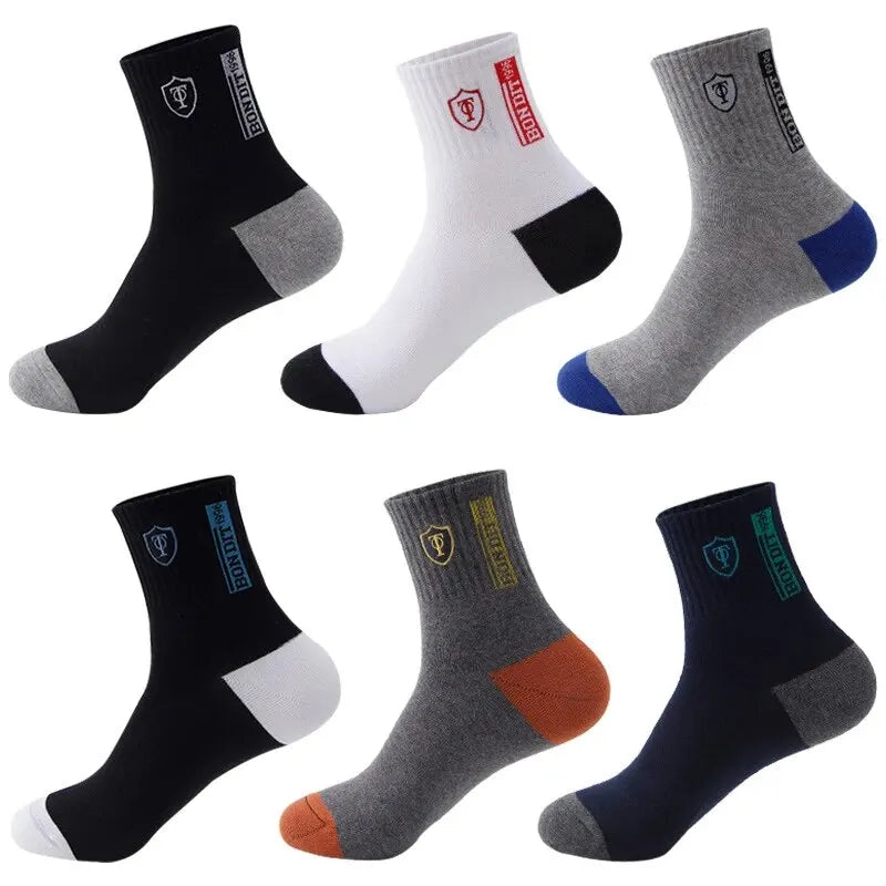 5 Pairs Apring And Fall Mens Sports Socks Summer Leisure Sweat Absorbent Comfortable Thin Breathable Basketball Meias SuperFye 5 Pairs D / 44-46 (M-L) SuperFye