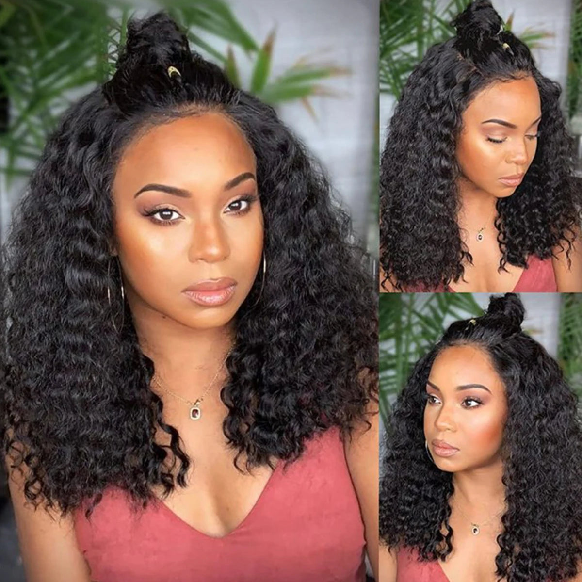 Deep Wave 180% Density Pre-Plucked Side Part Short Bob 13*4 Lace Frontal Brazilian Virgin Human Hair Wigs For Black Woman SuperFye 16inches / 13*4 / 180% SuperFye