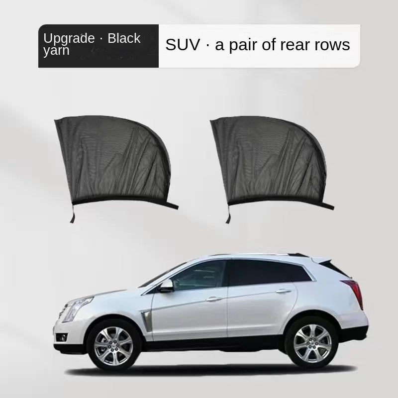 2pcs Car Rear Side Window Sunshade UV Protect Shield Mesh Prevent Mosquito Sunshine Privacy Protection Foldable Curtain SuperFye SUV rear window2pc SuperFye