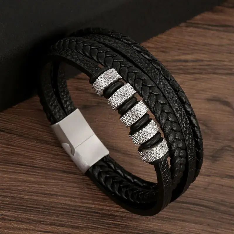 Classic Men's Leather Bracelet New Style Hand-woven Multi-layer Combination Accessory Fashion Man Jewelry Wholesale Dropshipping SuperFye B1 / 19cm SuperFye