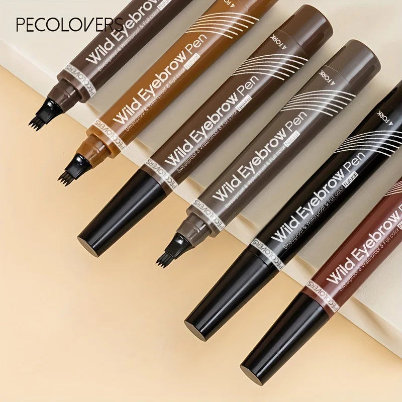 6 Colors 1pc Eyebrow Pen Waterproof 4 Split Tip Eyebrows Pen Eyebrow Tattoo Pen Waterproof Liquid Black Eyebrow Makeup Pencil