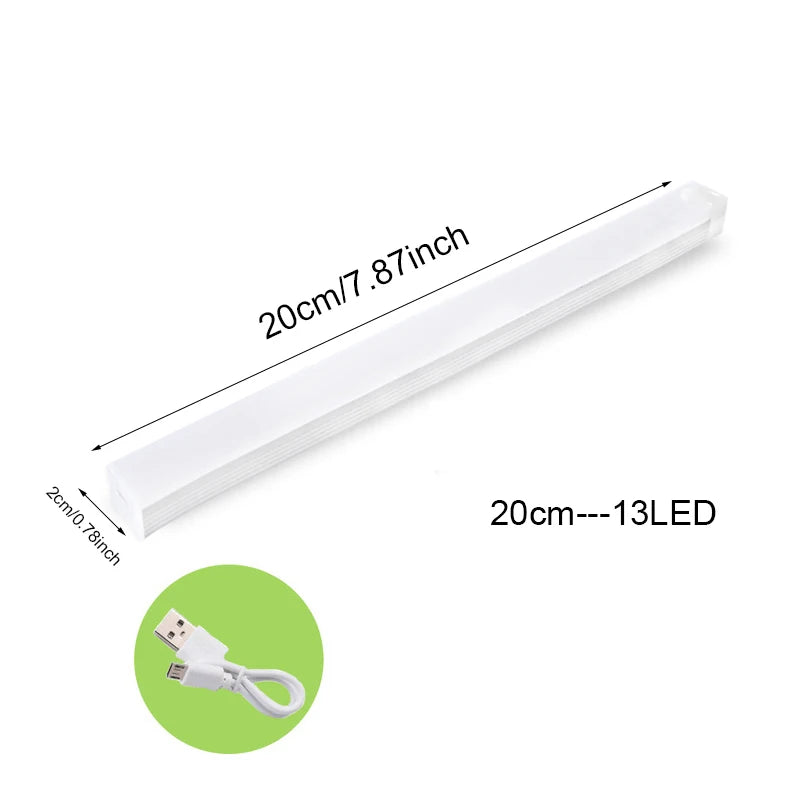 LED Motion Sensor Light Wireless LED Night Light Type C Rechargeable Light Cabinet Wardrobe Lamp Staircase Backlight For Kitchen SuperFye 20cm-13LED / Warm White SuperFye