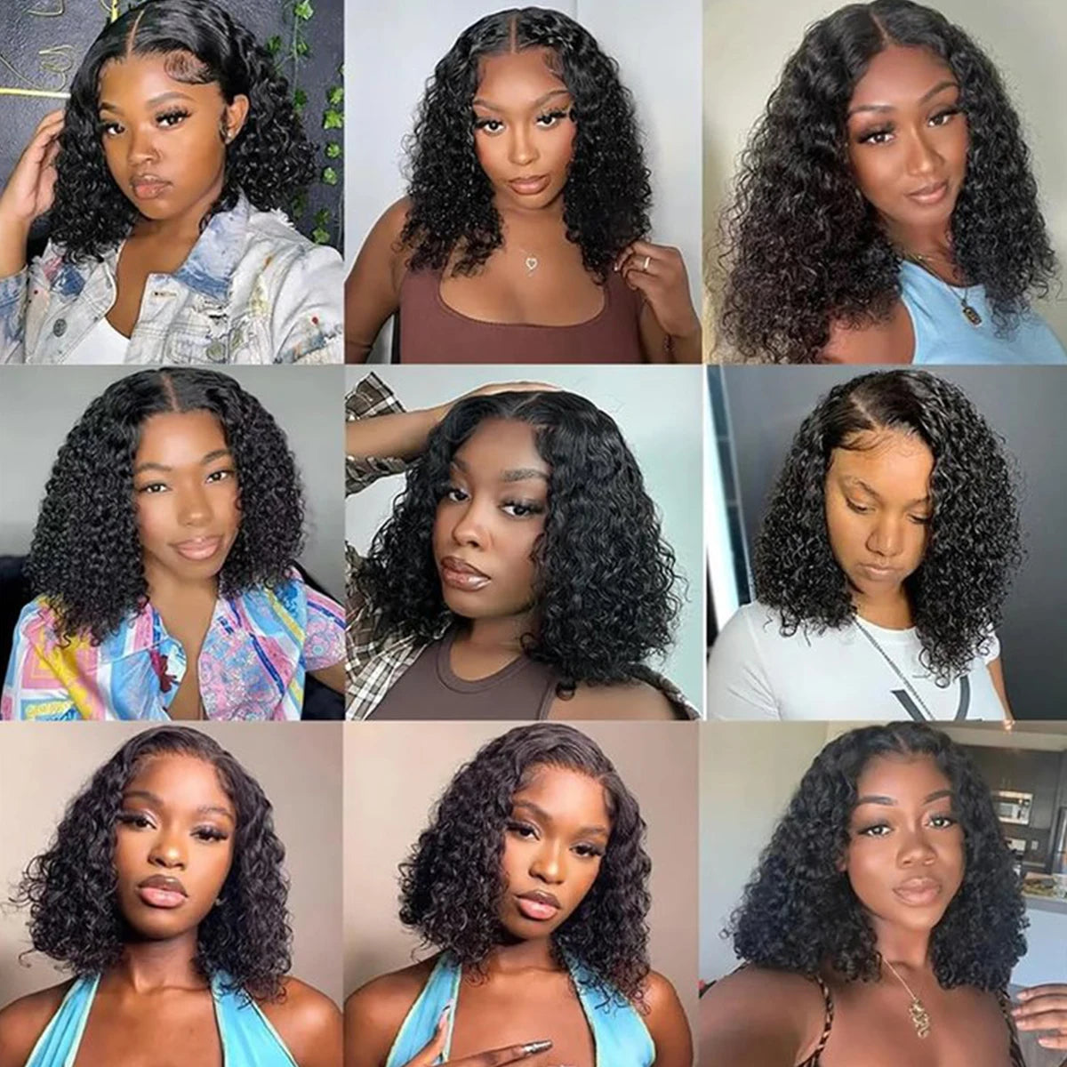 Deep Wave 180% Density Pre-Plucked Side Part Short Bob 13*4 Lace Frontal Brazilian Virgin Human Hair Wigs For Black Woman SuperFye 16inches / 13*4 / 180% SuperFye