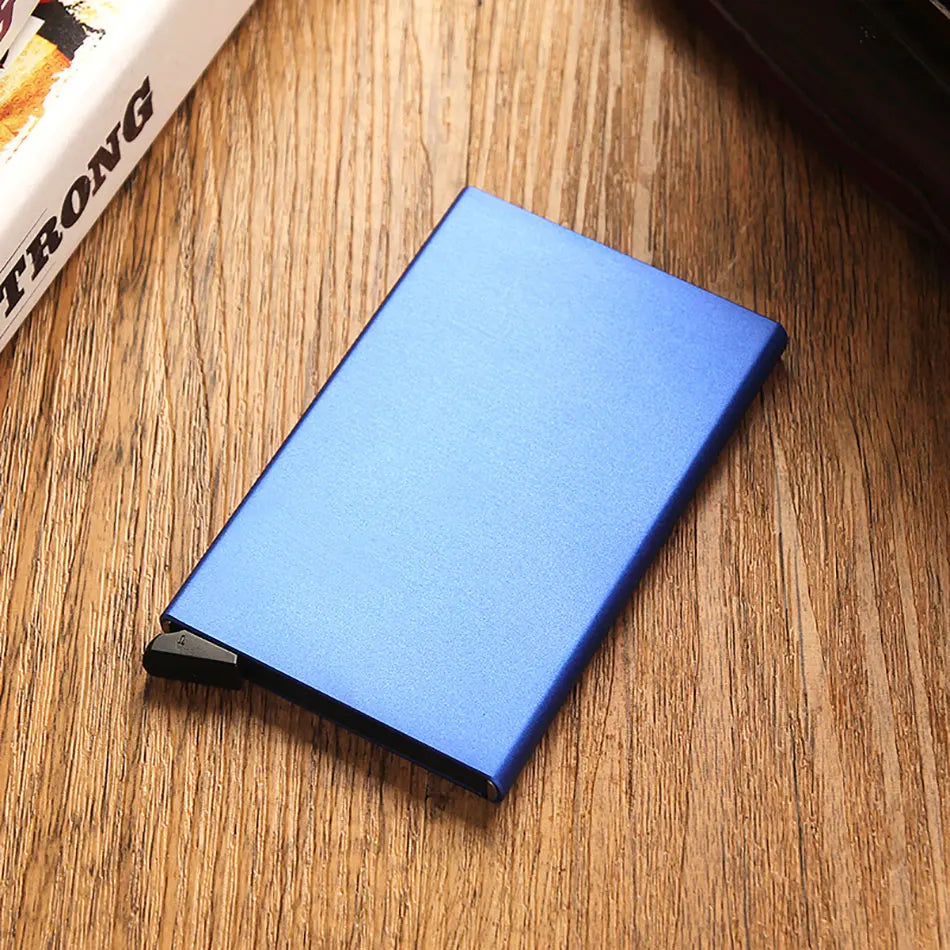 Rfid Smart Wallet Card Holder Metal Thin Slim Men Women Wallets Pop Up Minimalist Wallet Small Black Purse Vallet Walets for Men SuperFye Black SuperFye