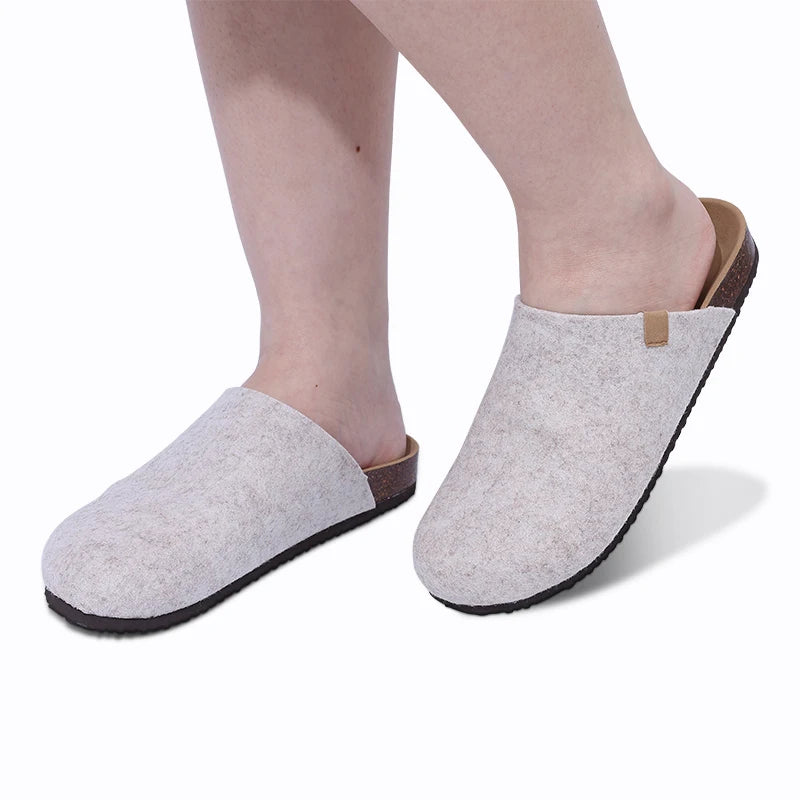 Comwarm Fashion Women's Suede Mules Slippers Men Clogs Cork Insole Sandals With Arch Support Outdoor Beach Slides Home Shoes SuperFye Stone E / 36 SuperFye