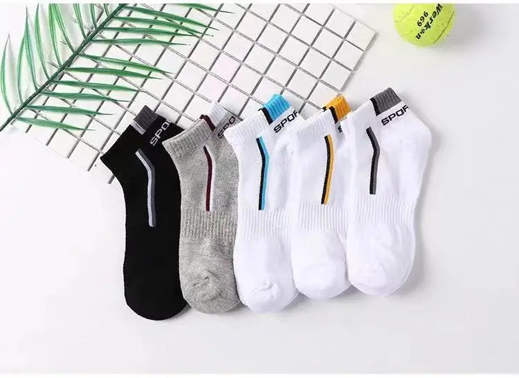 5pairs Men's Fashion Sports Socks, Striped Cotton Sweat Absorption Breathable Comfortable Ankle Socks SuperFye 5 pairs / EUR 35-43 SuperFye