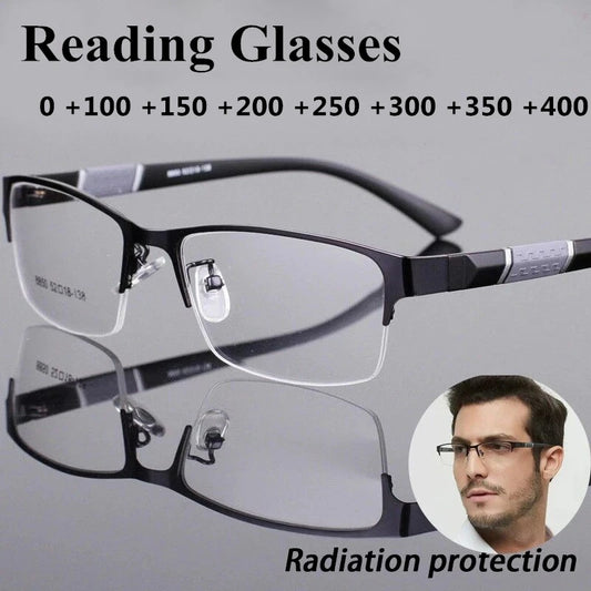 Men Reading Glasses Retro Business Hyperopia Glasses Anti Blue Light Reading Glasses 0 +1.0 To +4.0 Glasses SuperFye Blue / +200 SuperFye